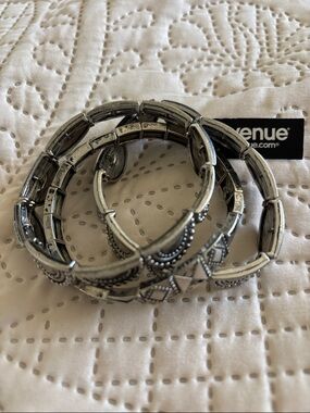Avenue Silver-Tone Decorative Stretch Bracelet Trio - Silver